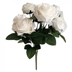 Rosen buket, 10 roser, Hvid, 42cm, kunstig blomst