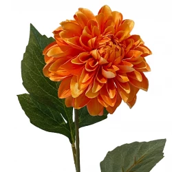 Dahlia på stilk, orange, 50cm, kunstig blomst
