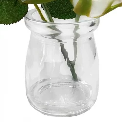 Rose i glas, 12cm, hvid, kunstig blomst