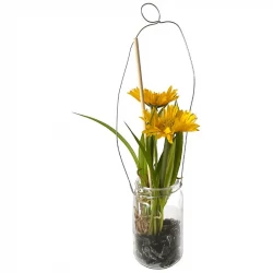 Marguerit i glas, 24cm, gul, kunstig blomst