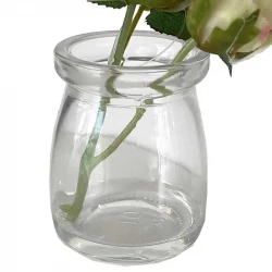 Rose i glas, lyserød 12cm, kunstig blomst