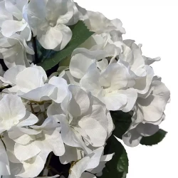 Hortensia hvid, flettet kurv, 45cm, kunstig blomst