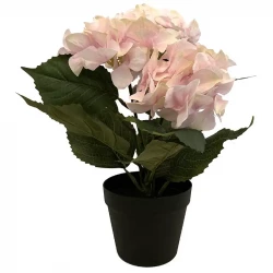 Hortensia i potte, 45cm, lyserød, kunstig blomst