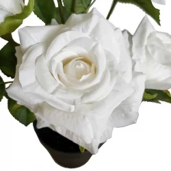 Roser i potte, hvid, 40cm, kunstig blomst