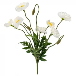 Valmue buket, hvid, 36cm, kunstig blomst