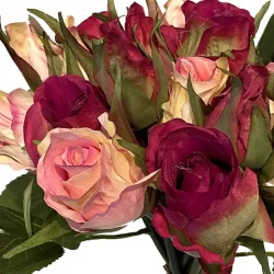 Rosen buket, mix, 15 roser, 30cm, kunstig blomst
