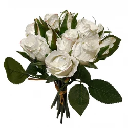 Rosen buket, hvid, 15 roser, 30cm, kunstig blomst