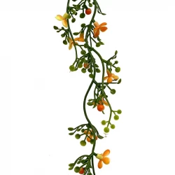 Mini blomster ranke, 86cm, lys orange/grøn, kunstig blomst