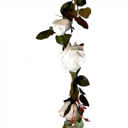 Rosenranke, m 8 roser, hvid, 145cm, kunstig ranke