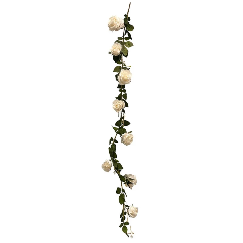 Rosenranke, m 8 roser, creme, 145cm, kunstig ranke