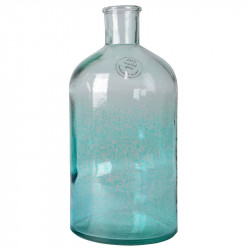 Flaske vase i oxideret glas,aqua, H28cm