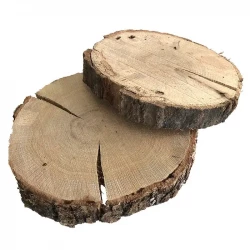 Træskiver i egetræ til deko, 12-14cm