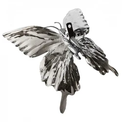 Sommerfugle på klips, 6 stk, metalic look, 10cm, kunstig fugle