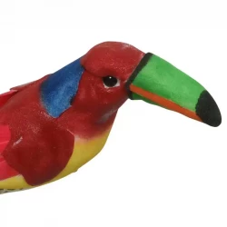 Tukan på klip, rød, kunstig fugl