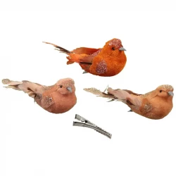 Fugle på klips, 3ass, 6stk, 13cm, kunstig fugl