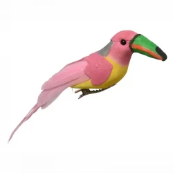 Tukan på klip, lyserød, kunstig fugl