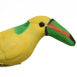 Tukan på klip, gul, kunstig fugl