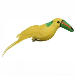 Tukan på klip, gul, kunstig fugl