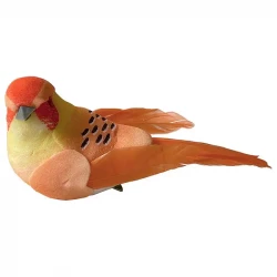 Fugle på klips, orange, 10,5cm, 3stk pr pk. kunstig fugl