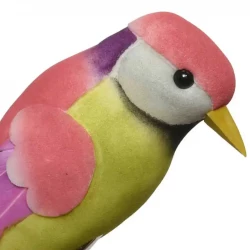 Fugl på klips, lyserød/gul, kunstig fugl