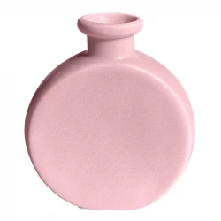 Keramik vase, lyserød, halvrund form