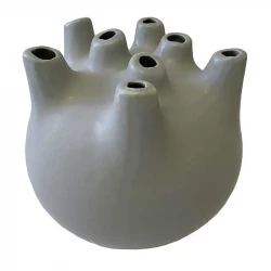Vase, grå-grøn keramik, Ø18cm