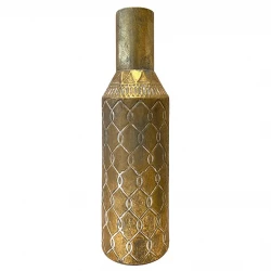 Vase i metal, guld mønster, 53cm