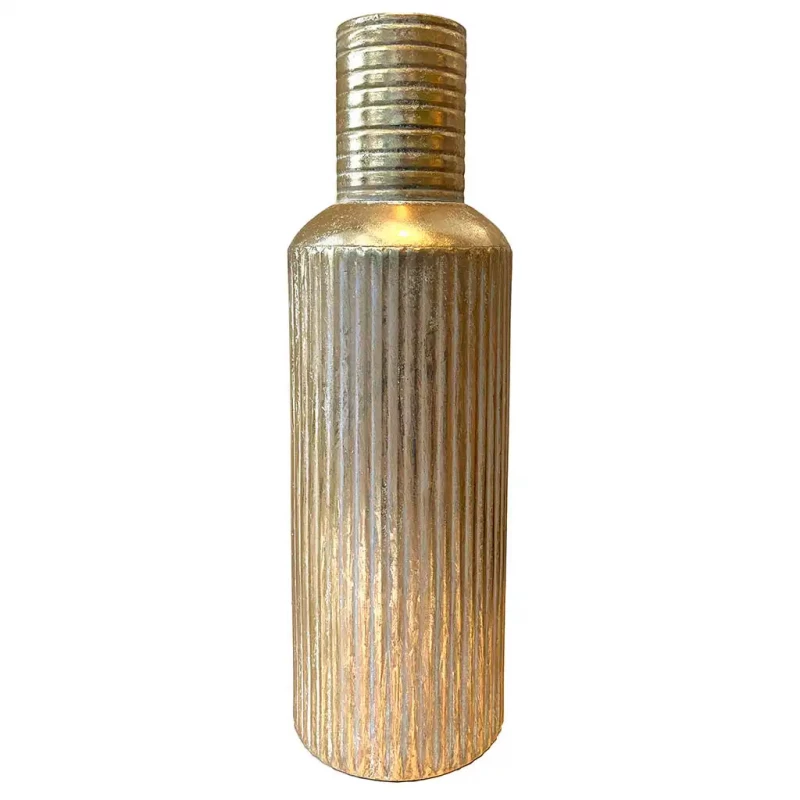 Vase i metal, guld mønster, 53cm