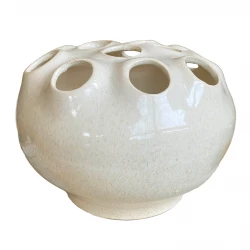 Vase i keramik, hvid, Ø20cm