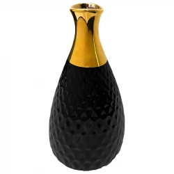 Vase, sort/guld, 25 cm
