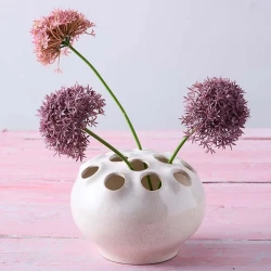 Vase, hvid keramik, Ø23cm