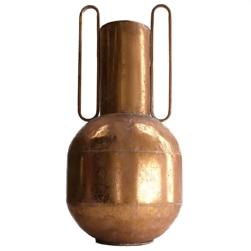 Vase i metal m hanke, bronze look, 53cm