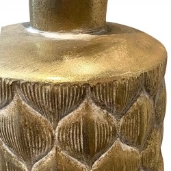 Gulv flaske vase i metal, guld m mønster, 78cm
