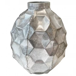 Vase i banket metal, sølv, 31cm