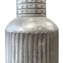 Gulv flaske vase i metal, sølv m mønster, 68cm