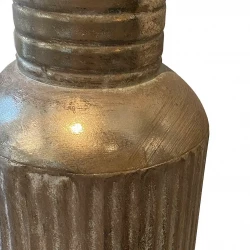 Gulv flaske vase i metal, guld m mønster, 68cm