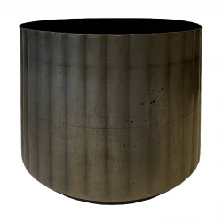 Krukke i metal, sort vasket, Ø18cm