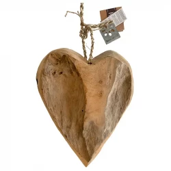 Hjerte i Teak Træ, H30cm