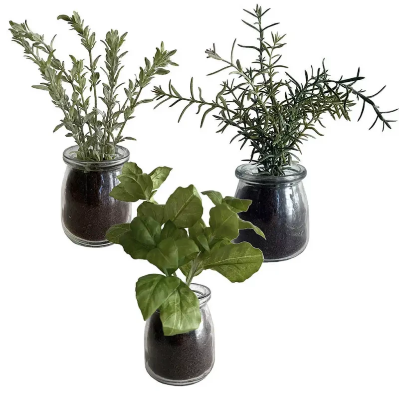 Krydderurt i glaskrukke, 1 stk. assorteret, 20cm, kunstig plante