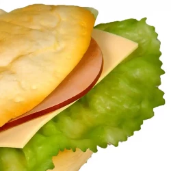 Sandwich med frikadelle pålæg,ost og salat, kunstig mad