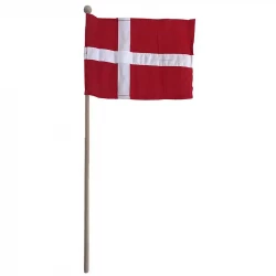 Flag i stof på træpind, Dannebrog 19x26cm H 61cm