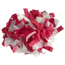 Konfettirør på 30cm med rød/hvid konfetti