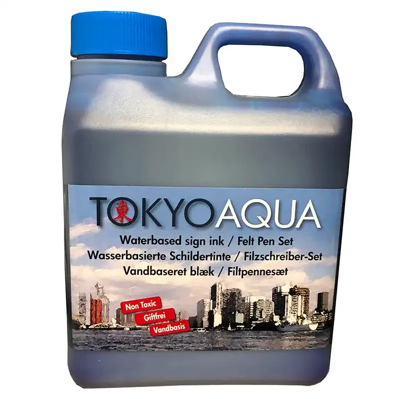 Skilteblæk (Tokyo-Aqua), vandbaseret vandfast/lugtfri, UV-stabil