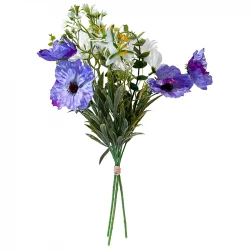 Marguerit /valmue mix, hvid/ blå, 36cm. kunstig blomst