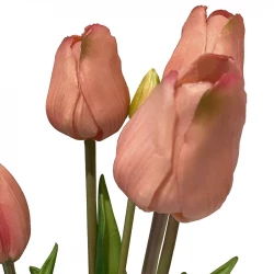 Tulipanbuket, 47cm med 7 blomster fersken, kunstig blomst