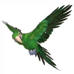 Papegøje flyvende, 73cm, grøn, kunstig fugl