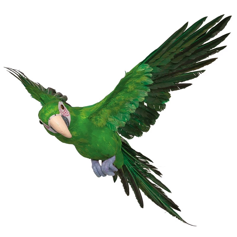 Papegøje flyvende, 73cm, grøn, kunstig fugl