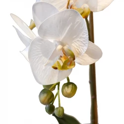 Orkide i hvid potte, 65cm, kunstig blomst