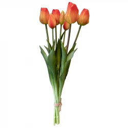 Tulipanbuket, 47cm med 7 blomster orange, kunstig blomst