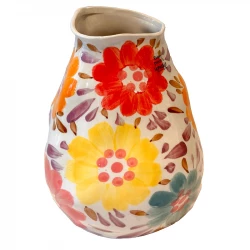 Håndlavet keramik vase, blomstret, H24cm  